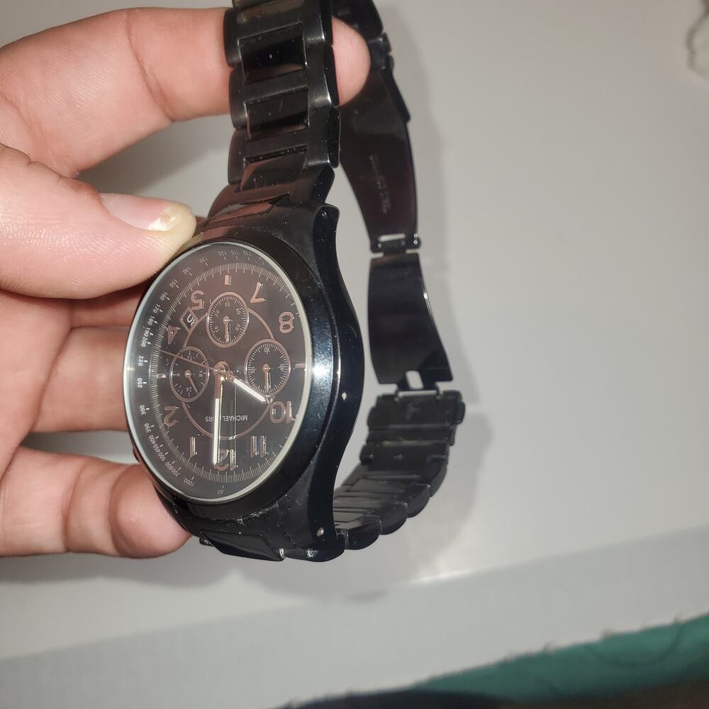Michael Kors Men's Chronograph Watch Black Stainless Steel MK-8192 - Picture 9 of 10